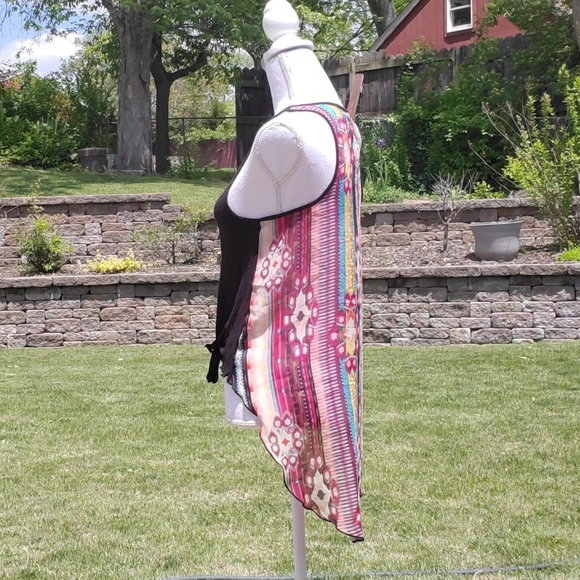 Wet Seal sheer black pink blue hi low tank top M - Picture 4 of 5